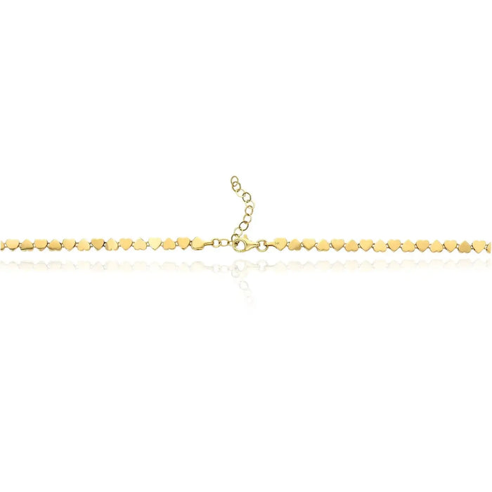 14K Yellow Gold Heart Link Necklace (15"–16") & Bracelet (5.5"–7") Set - WJD Exclusives