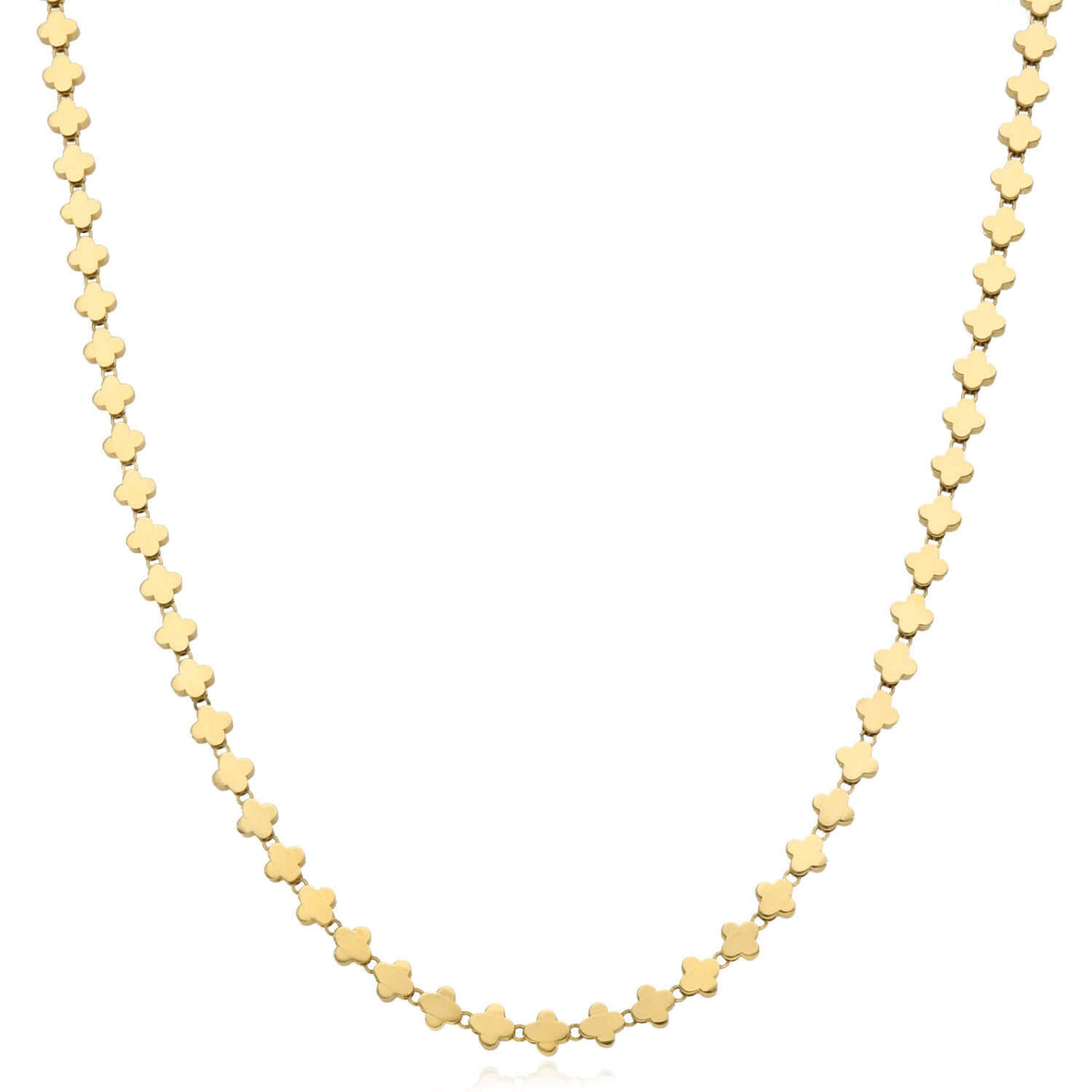 14K Yellow Gold 3.5mm Clover Link Adjustable Chain (Hollow) 16" - 17" - WJD Exclusives