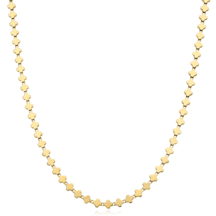 14K Yellow Gold 3.5mm Clover Link Adjustable Chain (Hollow) 16" - 17" - WJD Exclusives