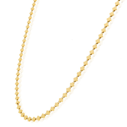 Real 14K Gold 3.5mm Clover Link Adjustable Chain Necklace 16"-17"