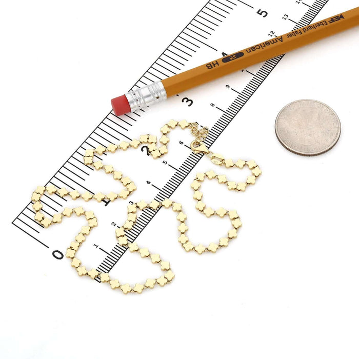 14K Yellow Gold 3.5mm Clover Link Adjustable Chain (Hollow) 16" - 17" - WJD Exclusives