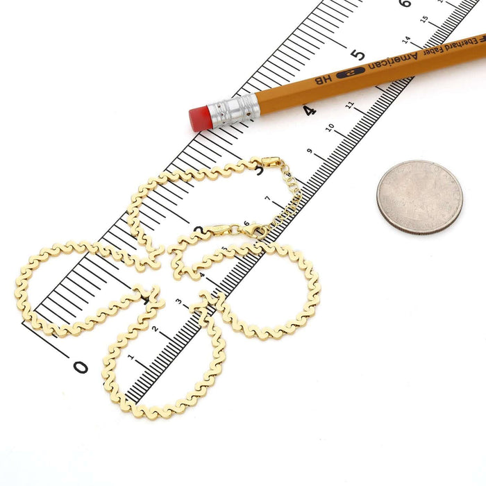 14K Yellow Gold 3.5mm Swirl Link Adjustable Chain (Hollow) 15" - 16" - WJD Exclusives