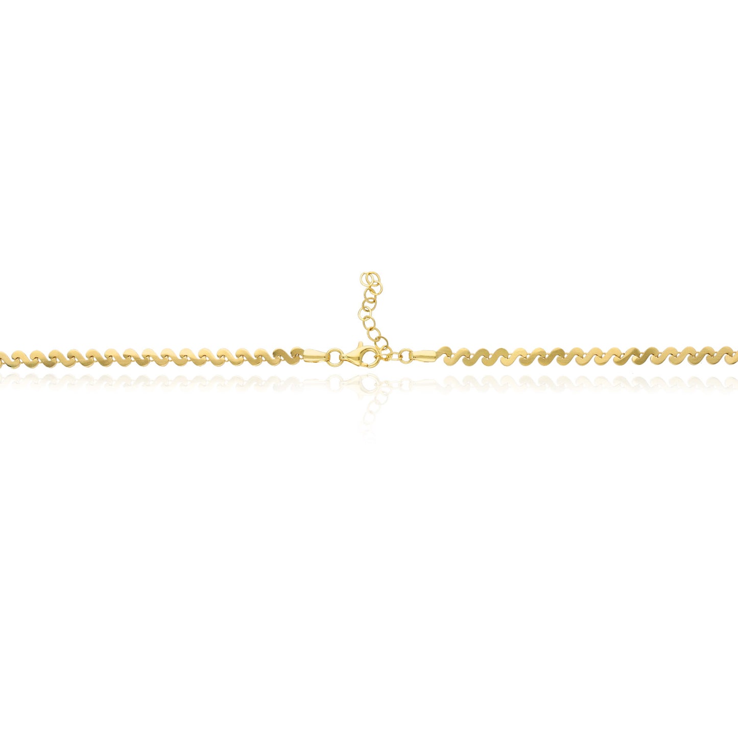 Real 14K Gold 3.5mm Swirl Link Adjustable Chain Necklace 15"-16"