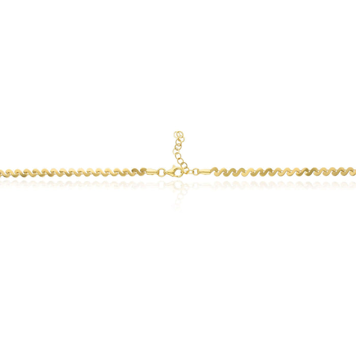 14K Yellow Gold 3.5mm Swirl Link Adjustable Chain (Hollow) 15" - 16" - WJD Exclusives