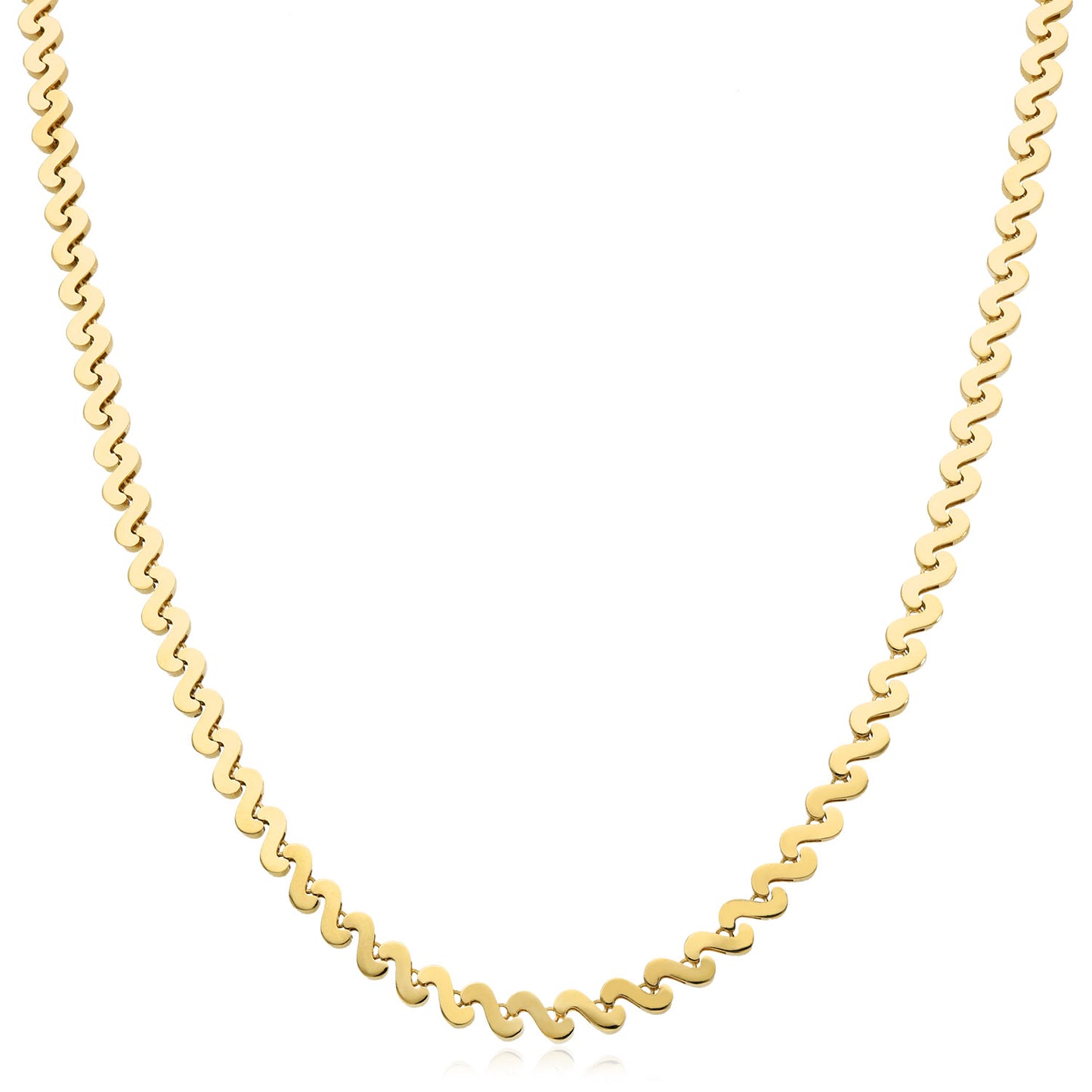Real 14K Gold 3.5mm Swirl Link Adjustable Chain Necklace 15"-16"
