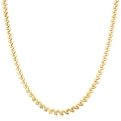 14K Yellow Gold 3.5mm Swirl Link Adjustable Chain (Hollow) 15" - 16" - WJD Exclusives