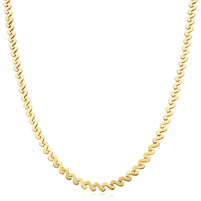 Real 14K Gold 3.5mm Swirl Link Adjustable Chain Necklace 15"-16"