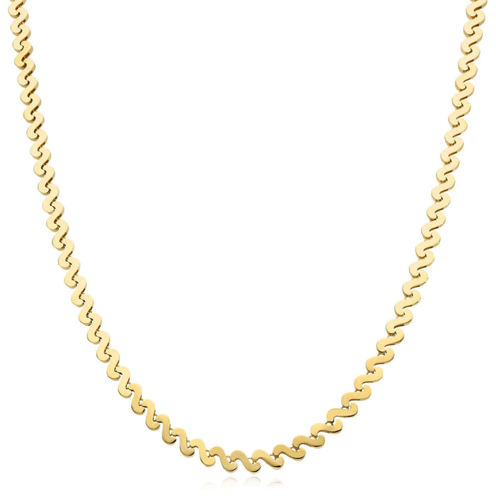 14K Yellow Gold 3.5mm Swirl Link Adjustable Chain (Hollow) 15" - 16" - WJD Exclusives