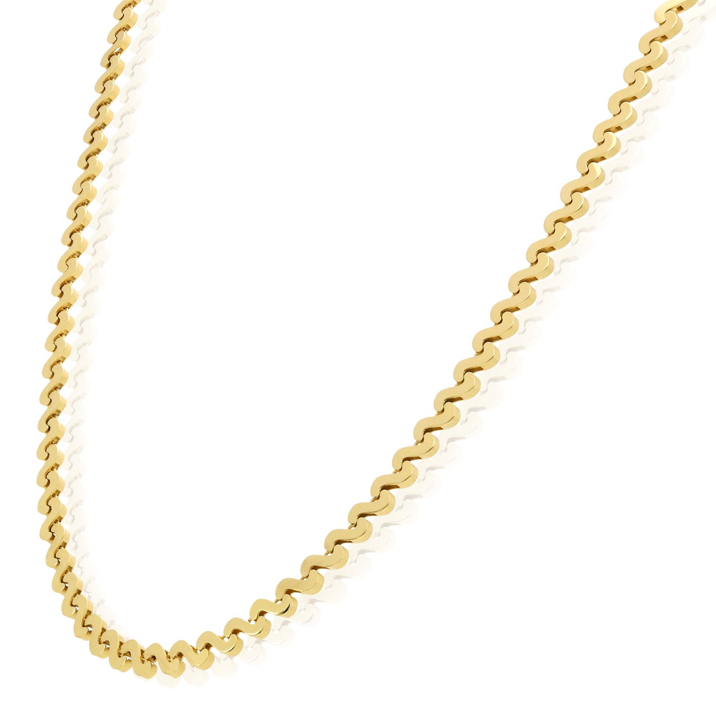 Real 14K Gold 3.5mm Swirl Link Adjustable Chain Necklace 15"-16"