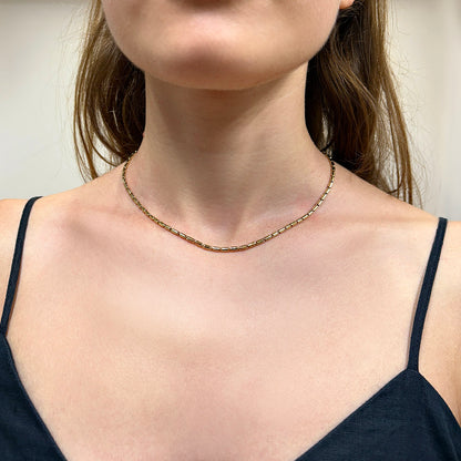 Real 14K Gold 2.2mm High Polished Tubular Bar Chain Necklace 16"