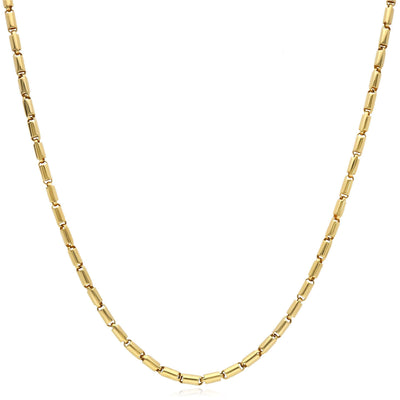 14K Yellow Gold 2.2mm High Polished Tubular Bar Chain (Hollow) 16" - WJD Exclusives