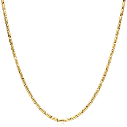 Real 14K Gold 2.2mm High Polished Tubular Bar Chain Necklace 16"