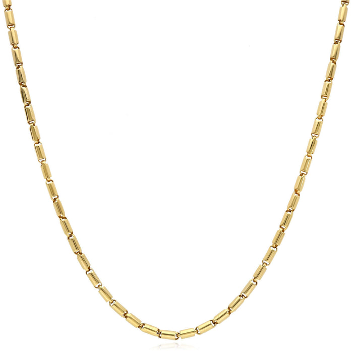 14K Yellow Gold 2.2mm High Polished Tubular Bar Chain (Hollow) 16" - WJD Exclusives