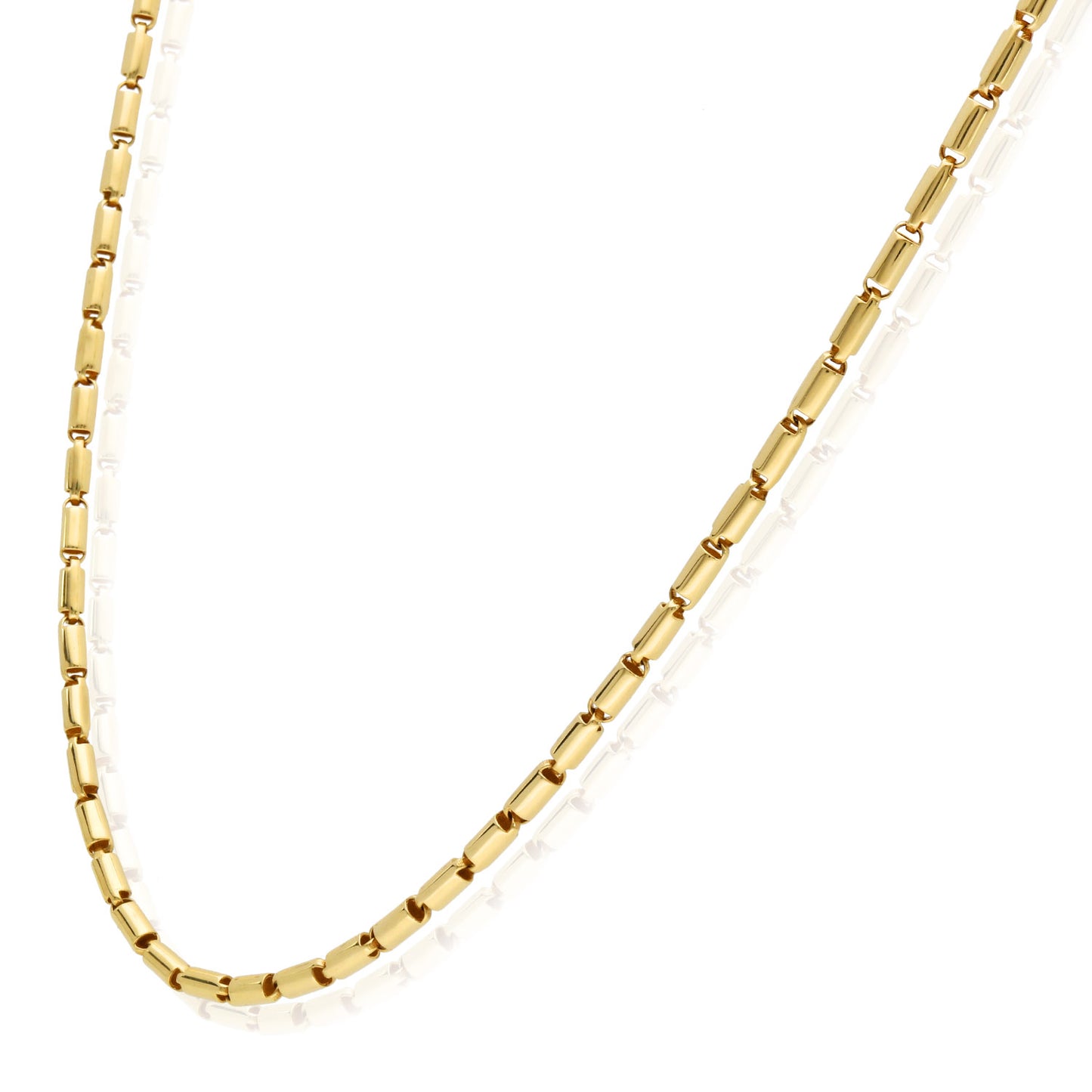 Real 14K Gold 2.2mm High Polished Tubular Bar Chain Necklace 16"