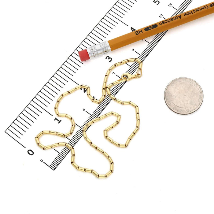 14K Yellow Gold 2.2mm High Polished Tubular Bar Chain (Hollow) 16" - WJD Exclusives