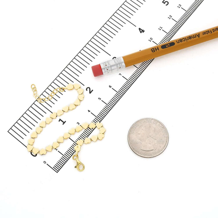 14K Yellow Gold 4mm High Polished Heart Adjustable Bracelet (Hollow) 5.5" - 7" - WJD Exclusives