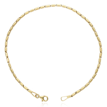 Real 14K Gold 2.2mm High Polished Tubular Bar Ankle Bracelet 10"