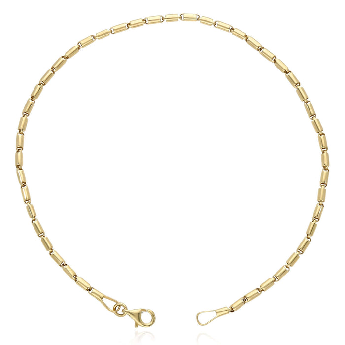 14K Yellow Gold 2.2mm High Polished Tubular Bar Ankle Bracelet (Hollow) 10" - WJD Exclusives