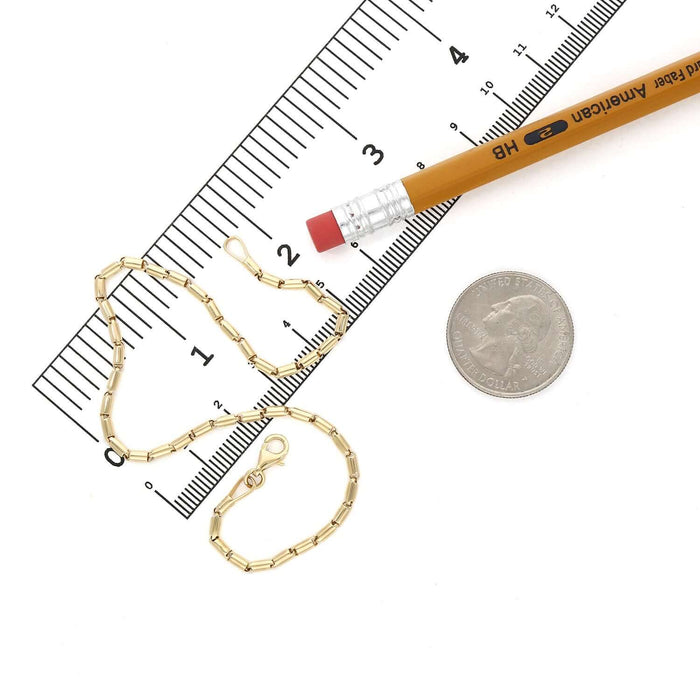 14K Yellow Gold 2.2mm High Polished Tubular Bar Ankle Bracelet (Hollow) 10" - WJD Exclusives