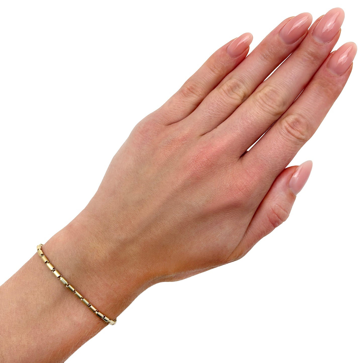 Real 14K Gold 2.2mm High Polished Tubular Bar Bracelet 7"
