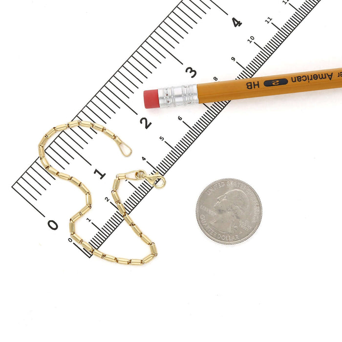 14K Yellow Gold 2.2mm High Polished Tubular Bar Bracelet (Hollow) 7" - WJD Exclusives