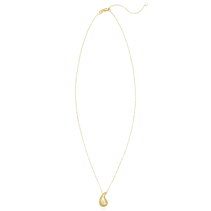 0.07CTW Natural Diamond 14K Yellow Gold Teardrop Necklace (Solid Links) 16" - 18" Adjustable - WJD Exclusives