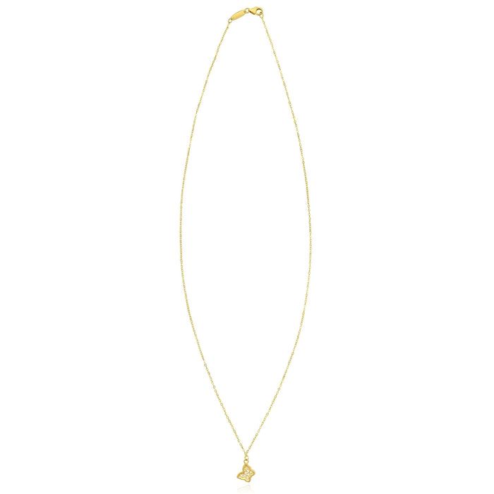0.04CTW Natural Diamond 14K Yellow Gold Petite Butterfly Necklace (Solid Links) 18" - WJD Exclusives