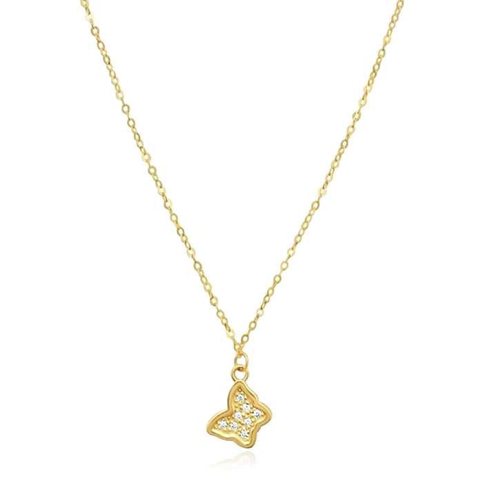 0.04CTW Natural Diamond 14K Yellow Gold Petite Butterfly Necklace (Solid Links) 18" - WJD Exclusives