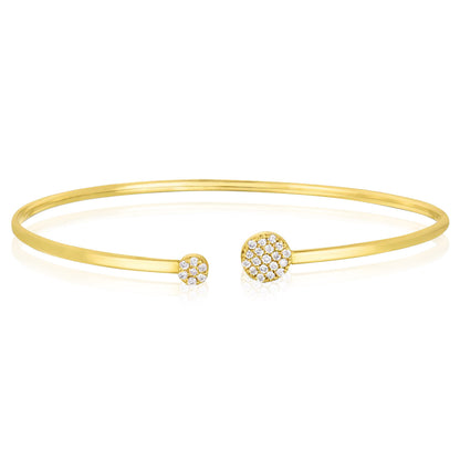 Real 14K Gold 0.26CTW Real Diamond Asymmetrical Diamond Cluster Cuff Bangle