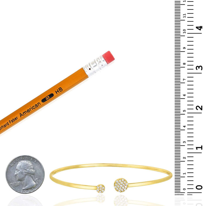 0.26CTW Natural Diamond 14K Yellow Gold Asymmetrical Diamond Cluster Cuff Bangle (Solid Links) - WJD Exclusives