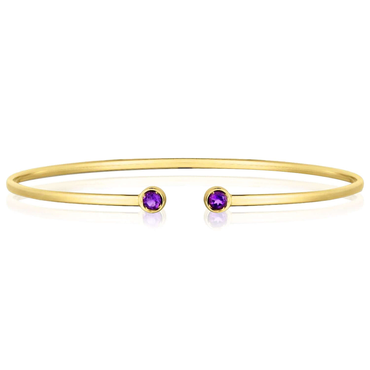 14K Yellow Gold Amethyst Topaz Peridot Citrine Garnet Open Cuff Bangle Bracelet (Solid Links) - WJD Exclusives