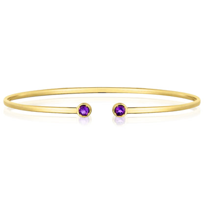 Real 14K Gold Amethyst Topaz Peridot Citrine Garnet Open Cuff Bangle Bracelet