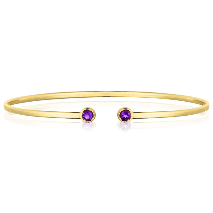 14K Yellow Gold Amethyst Topaz Peridot Citrine Garnet Open Cuff Bangle Bracelet (Solid Links) - WJD Exclusives