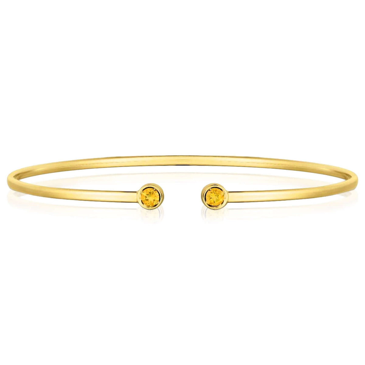 14K Yellow Gold Amethyst Topaz Peridot Citrine Garnet Open Cuff Bangle Bracelet (Solid Links) - WJD Exclusives