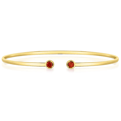 Real 14K Gold Amethyst Topaz Peridot Citrine Garnet Open Cuff Bangle Bracelet