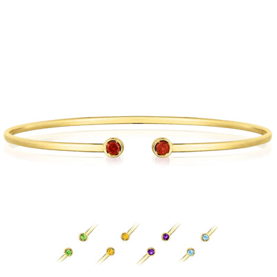 14K Yellow Gold Amethyst Topaz Peridot Citrine Garnet Open Cuff Bangle Bracelet (Solid Links) - WJD Exclusives