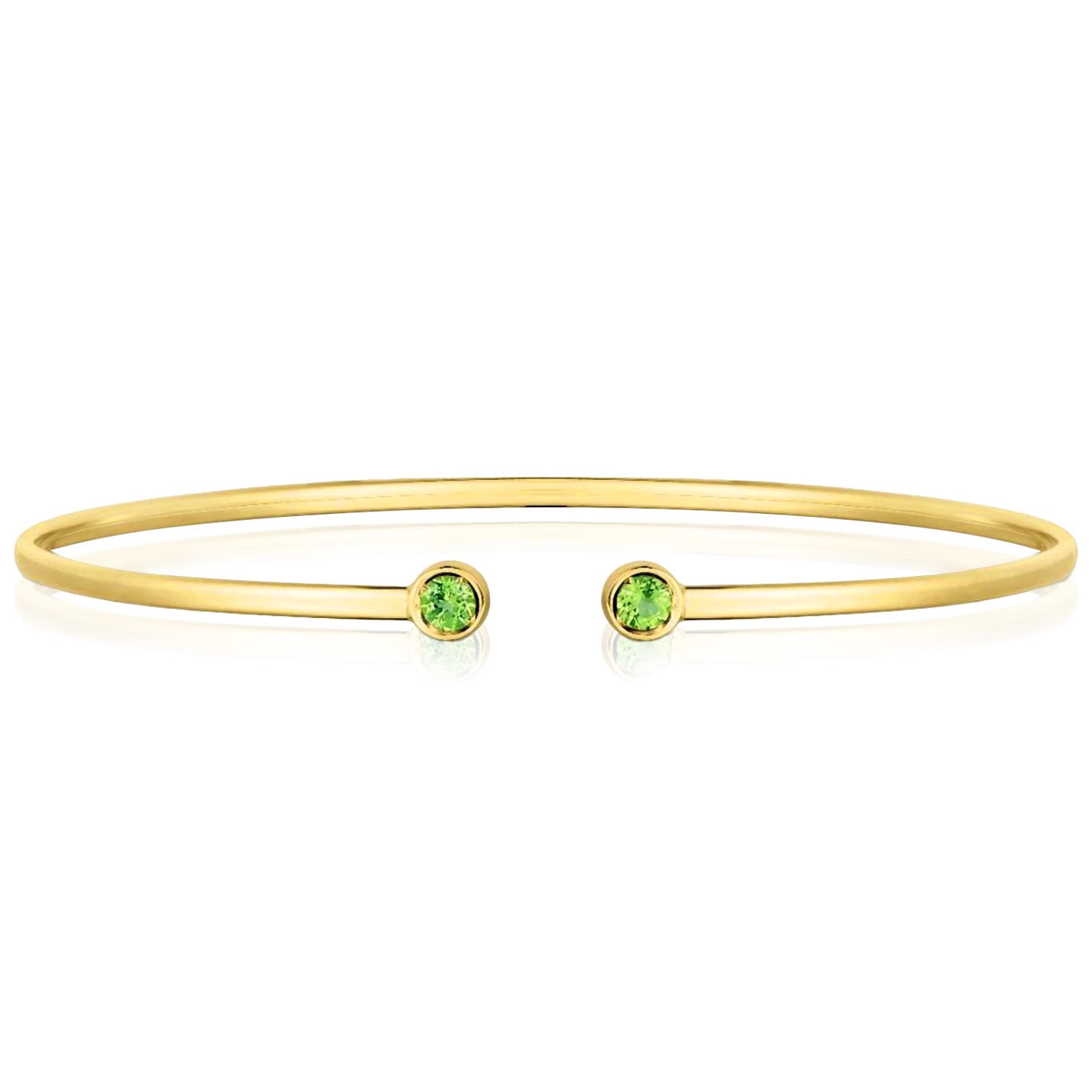 Real 14K Gold Amethyst Topaz Peridot Citrine Garnet Open Cuff Bangle Bracelet
