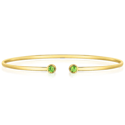 Real 14K Gold Amethyst Topaz Peridot Citrine Garnet Open Cuff Bangle Bracelet