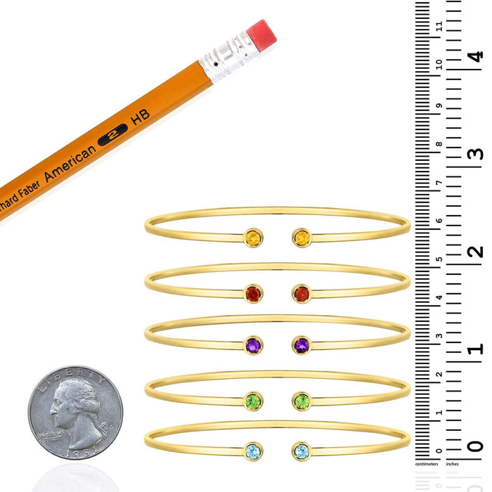 14K Yellow Gold Amethyst Topaz Peridot Citrine Garnet Open Cuff Bangle Bracelet (Solid Links) - WJD Exclusives