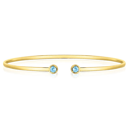 Real 14K Gold Amethyst Topaz Peridot Citrine Garnet Open Cuff Bangle Bracelet