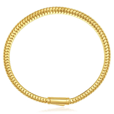 14K Yellow Gold Lite 4.5mm Oval Snake Bracelet (Hollow) 7.5" - WJD Exclusives