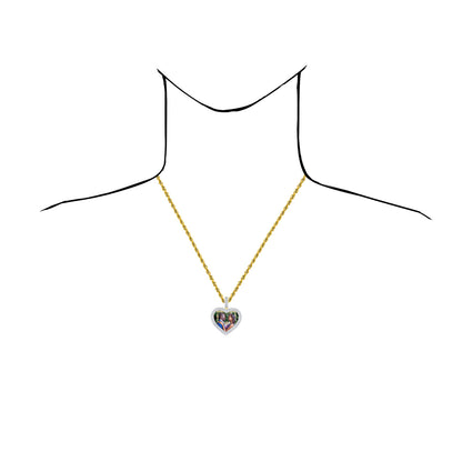 2.00CTW Real Diamond Real 10K Gold Heart Customizable Memory Pendant 1.7"
