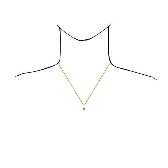 Real 14K Gold Round Solitaire Natural Gemstone Pendant 0.7" - WJD Exclusives