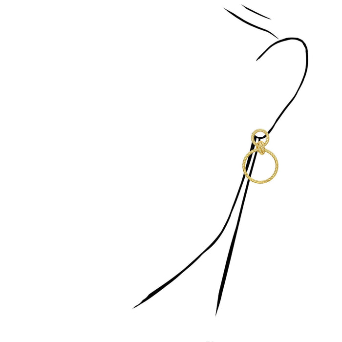 Real 14K Gold Double Twist Round Dangle Stud Earrings 36mm - WJD Exclusives