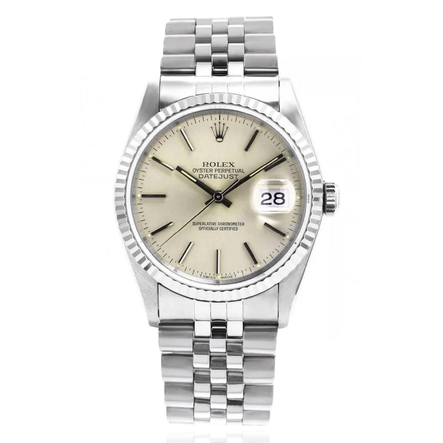 Rolex Datejust 36MM 16234 18K White Gold & Stainless Steel Jubilee Band Watch