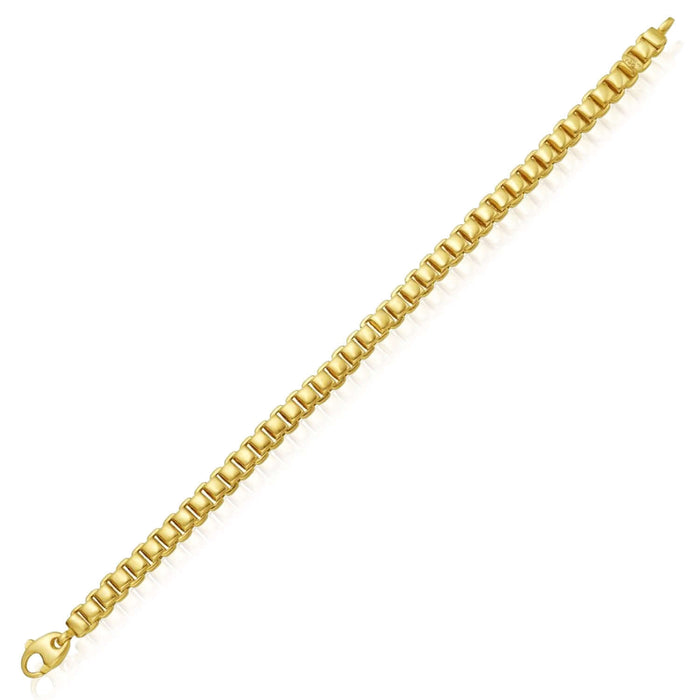 14K Yellow Gold Lite 6mm Venetian Bracelet (Solid Links) 7.25" - WJD Exclusives
