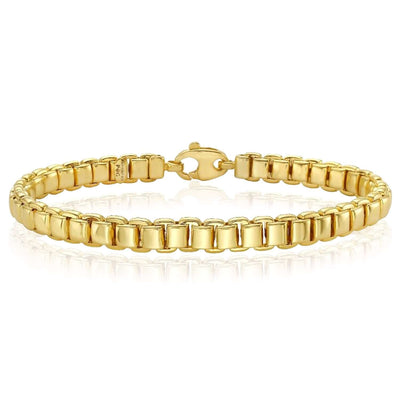 14K Yellow Gold Lite 6mm Venetian Bracelet (Solid Links) 7.25" - WJD Exclusives