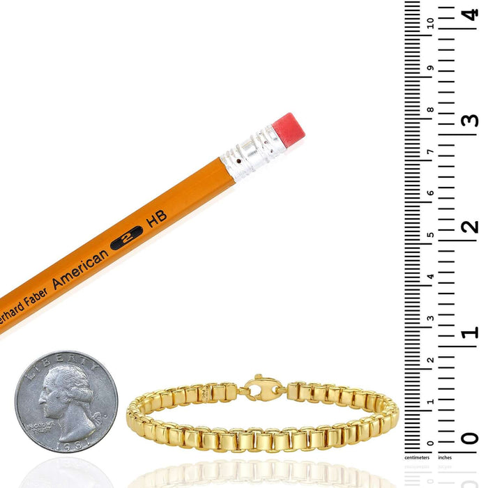 14K Yellow Gold Lite 6mm Venetian Bracelet (Solid Links) 7.25" - WJD Exclusives