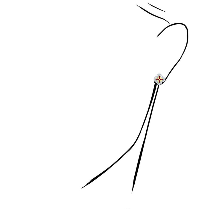 0.95CTW Natural Diamond & Natural Ruby Emerald 10K Gold Clover Stud Earrings 12mm - WJD Exclusives