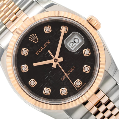 Rolex Datejust 36mm 116231 18K Rose Gold & Stainless Steel Jubilee Band Watch